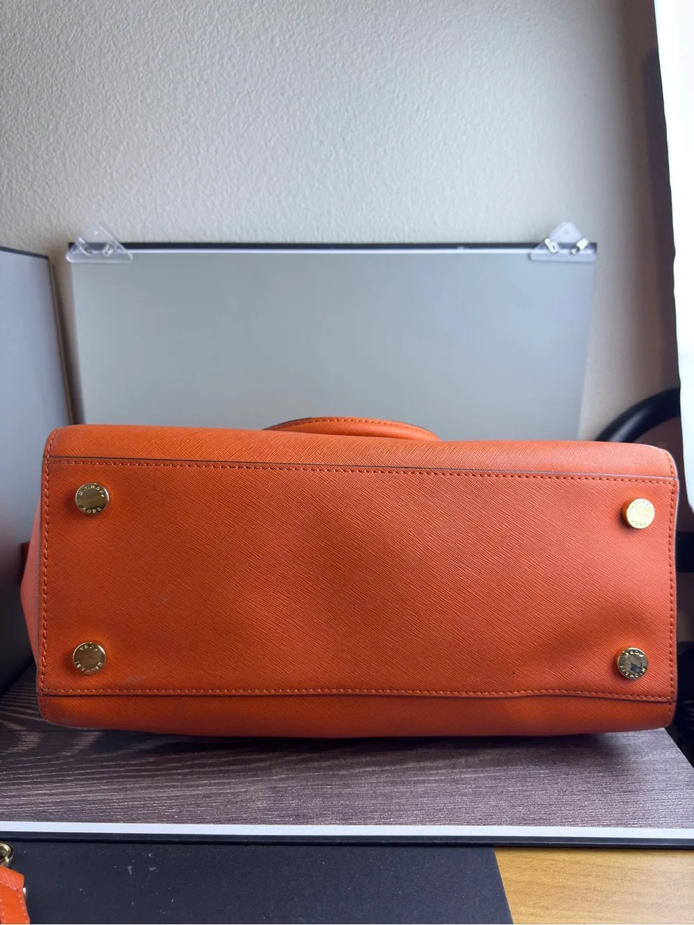 Michael Kors Jet Set Orange Saffiano Tote Purse Wallet Dust Bag Crossbody Set